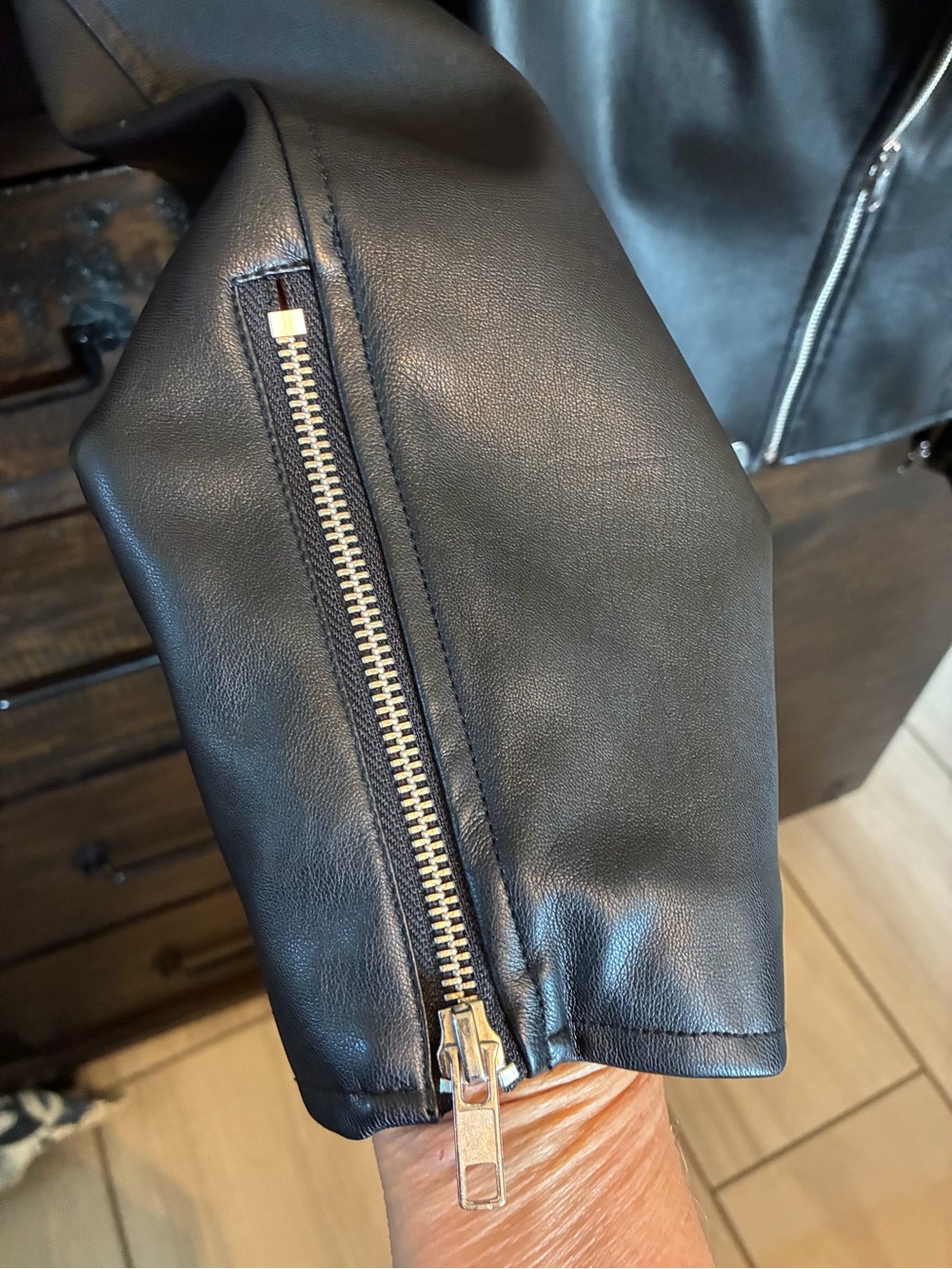 INC Macy’s Black Faux Leather Moto Jacket-XL Women’s - Picture 6 of 11